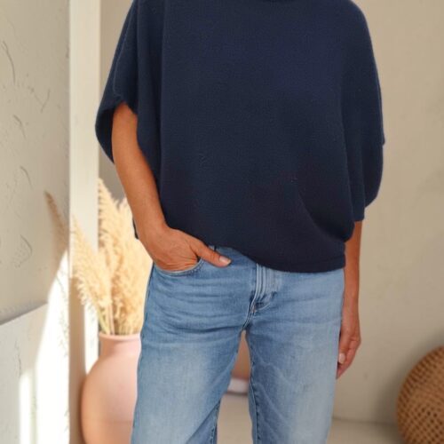 Pull chauve-souris en baby alpaga marine Niko