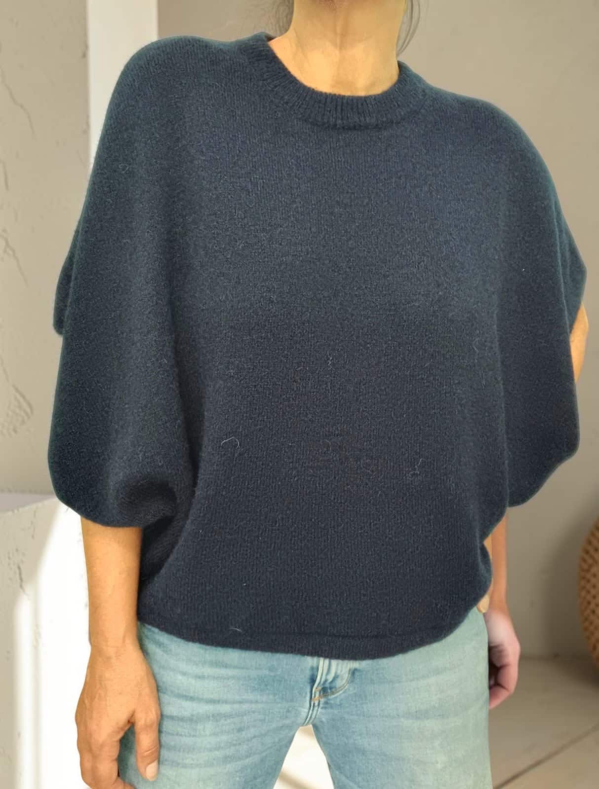 Pull chauve-souris en baby alpaga marine Niko – Image 3