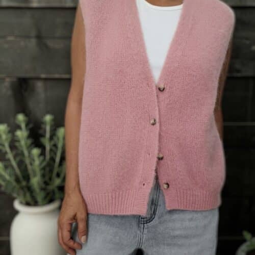 Gilet sans manches en kid mohair rose Roxy