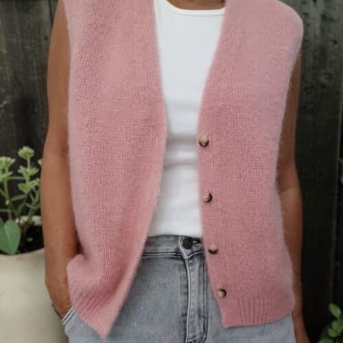 Gilet sans manches en kid mohair rose Roxy