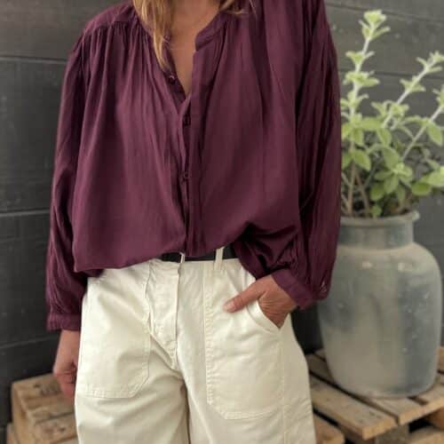 Chemise ample aubergine en voile de coton Maly