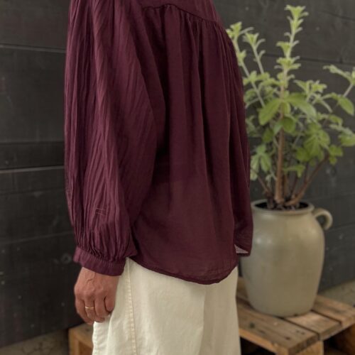 Chemise ample aubergine en voile de coton Maly