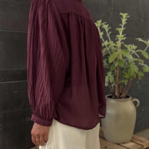Chemise ample aubergine en voile de coton Maly