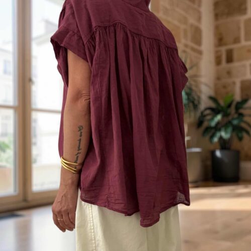 Blouse ample Théa en voile de coton grenade