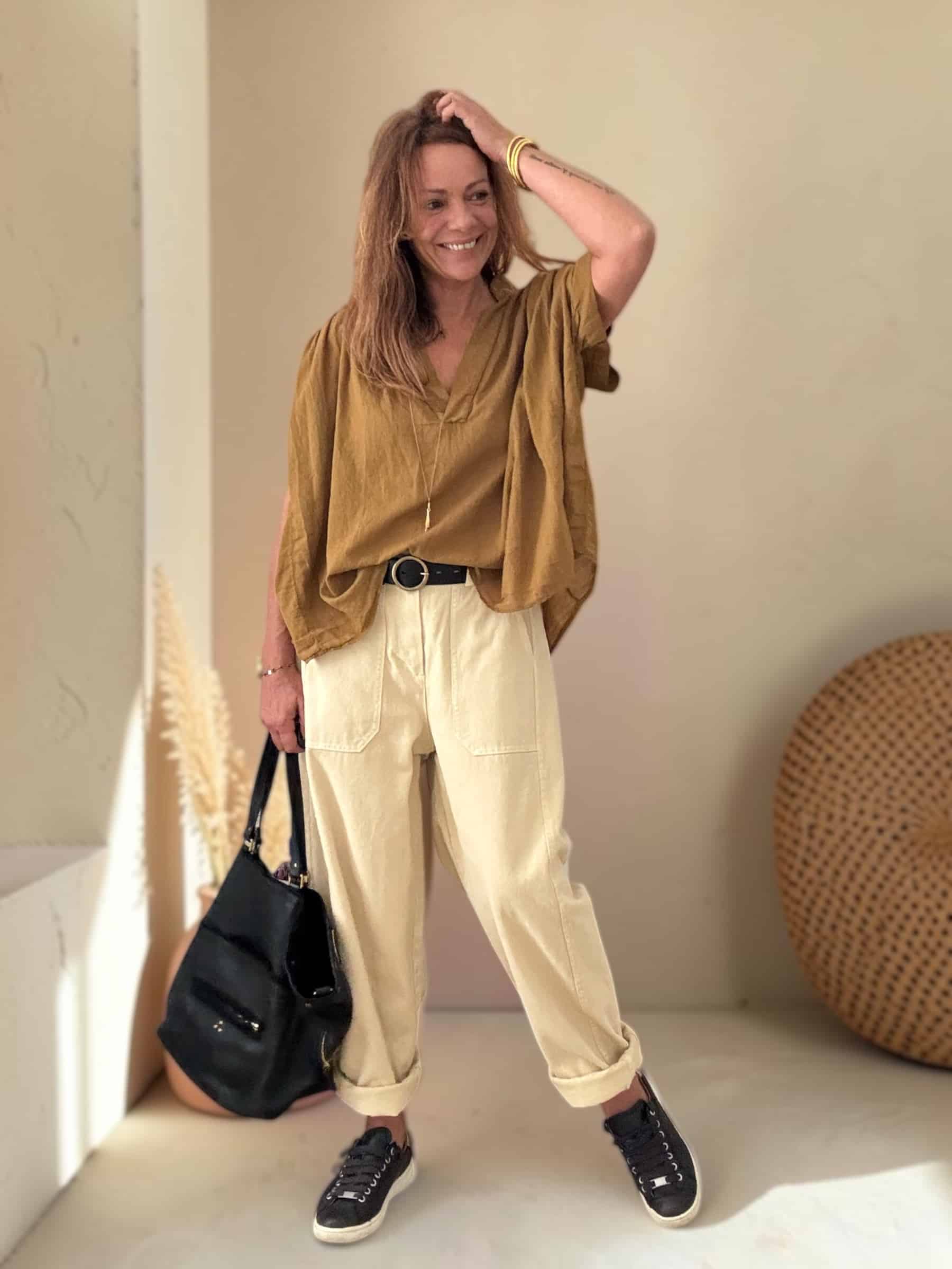 Blouse ample Théa en voile de coton safran – Image 3