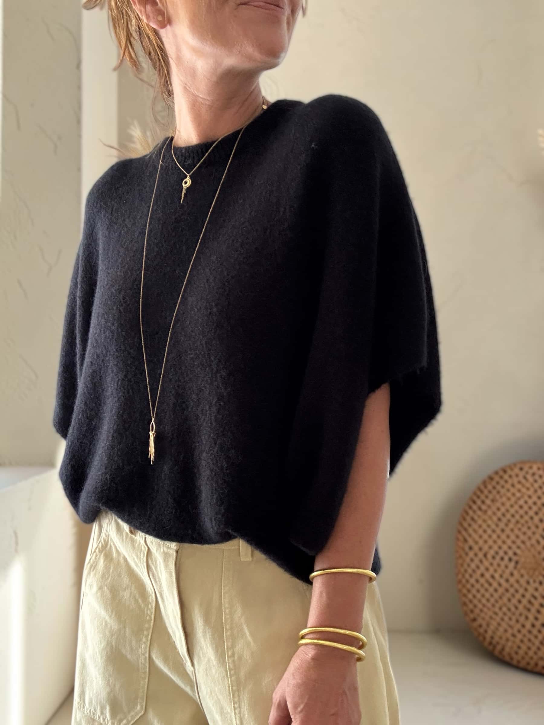 Pull chauve-souris en baby alpaga noir Niko – Image 3