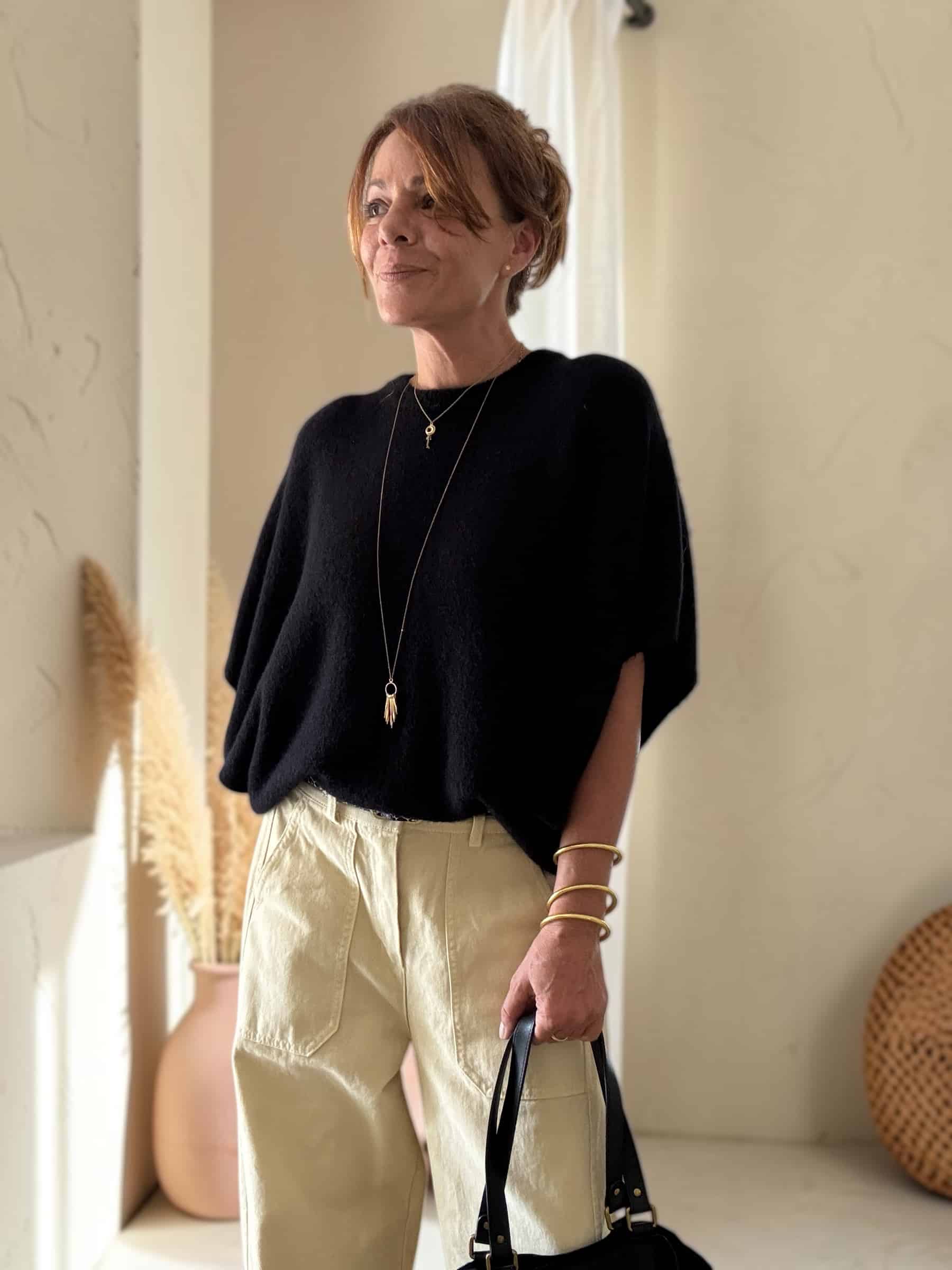 Pull chauve-souris en baby alpaga noir Niko – Image 2