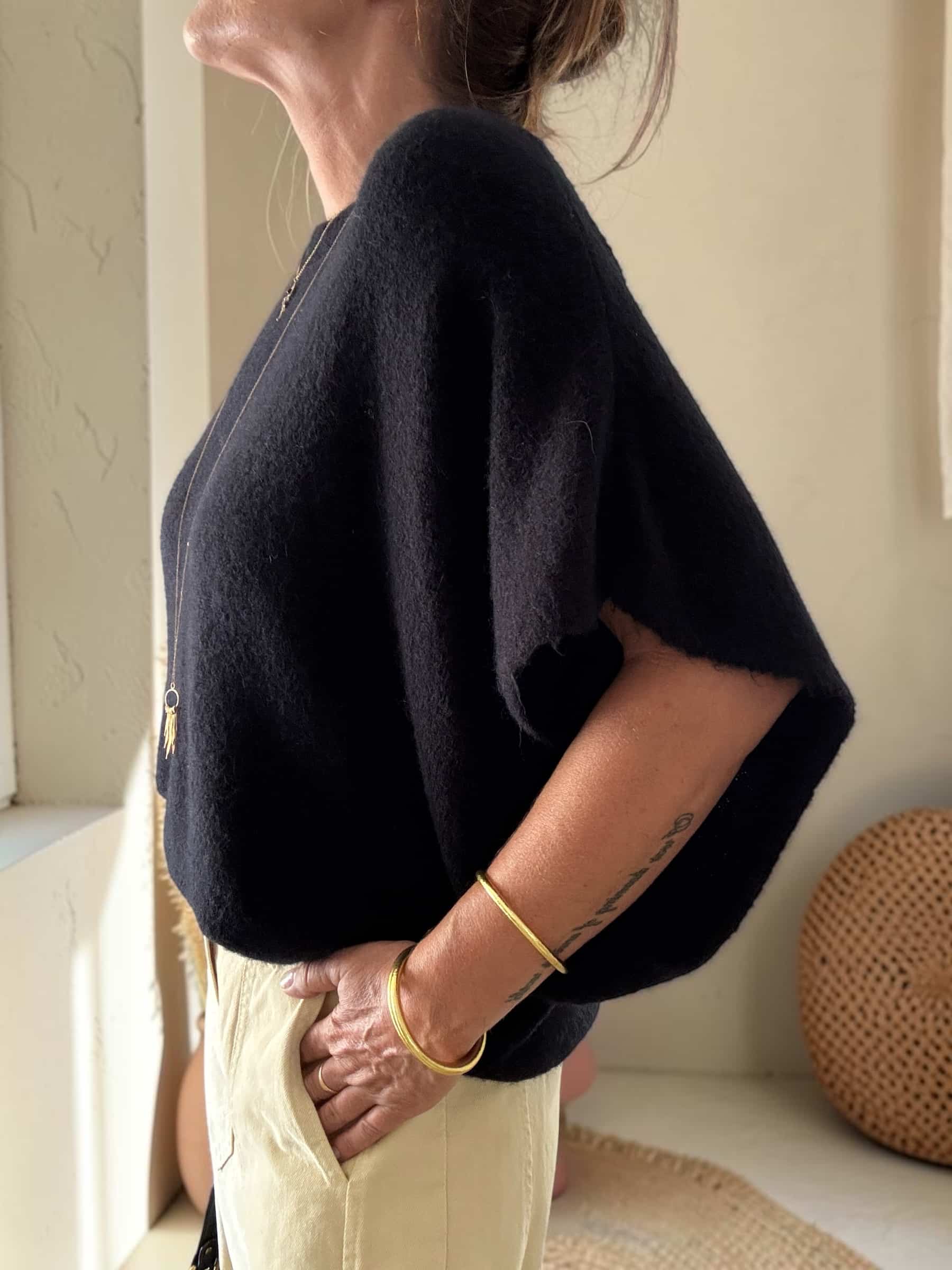 Pull chauve-souris en baby alpaga noir Niko – Image 5