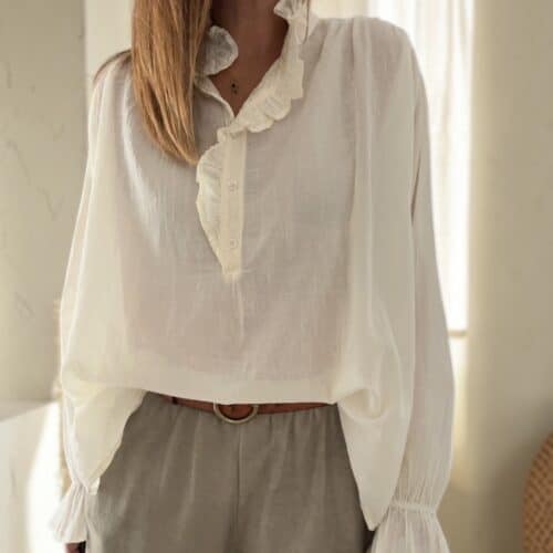 Blouse Naya en voile de coton écru