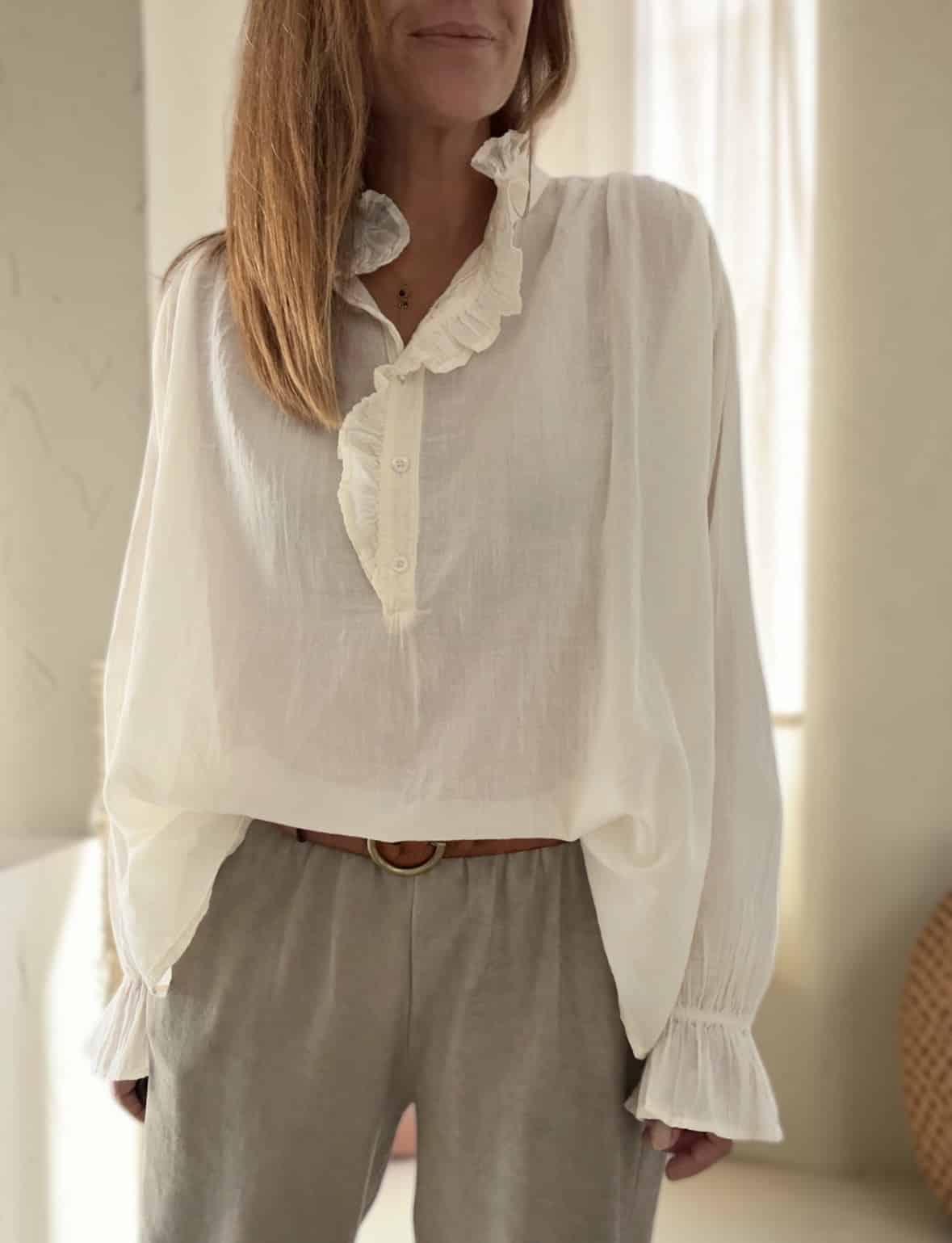 Blouse Naya en voile de coton écru