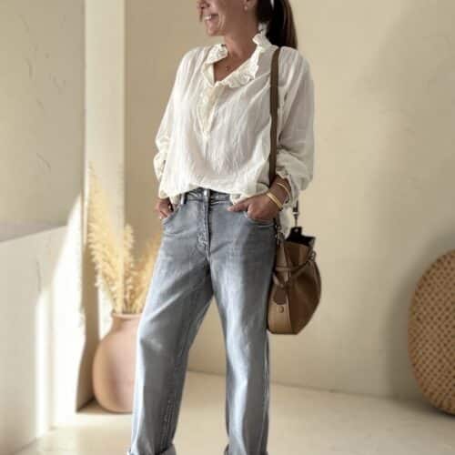 Blouse Naya en voile de coton écru