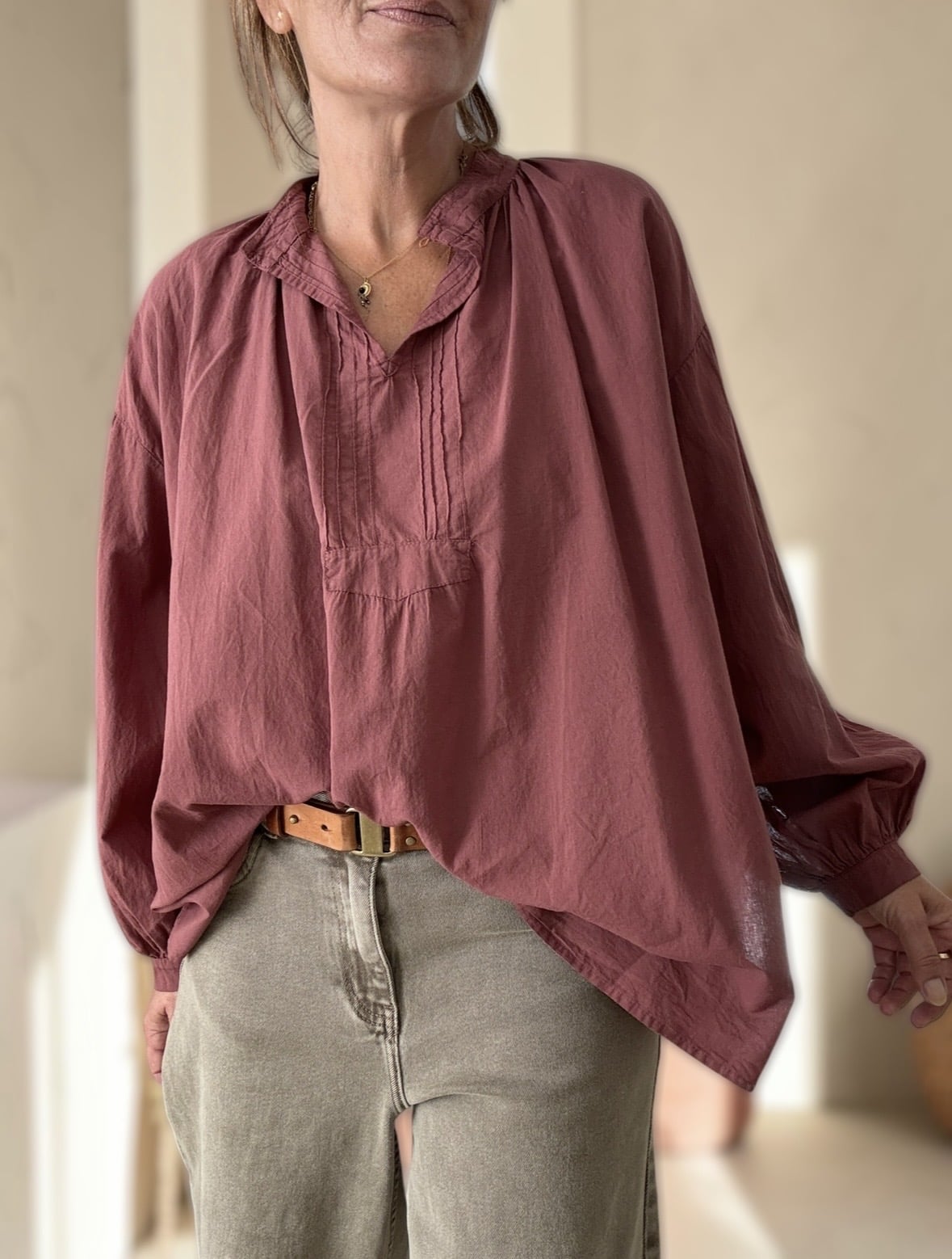 Blouse Adeline en voile de coton prune – Image 3