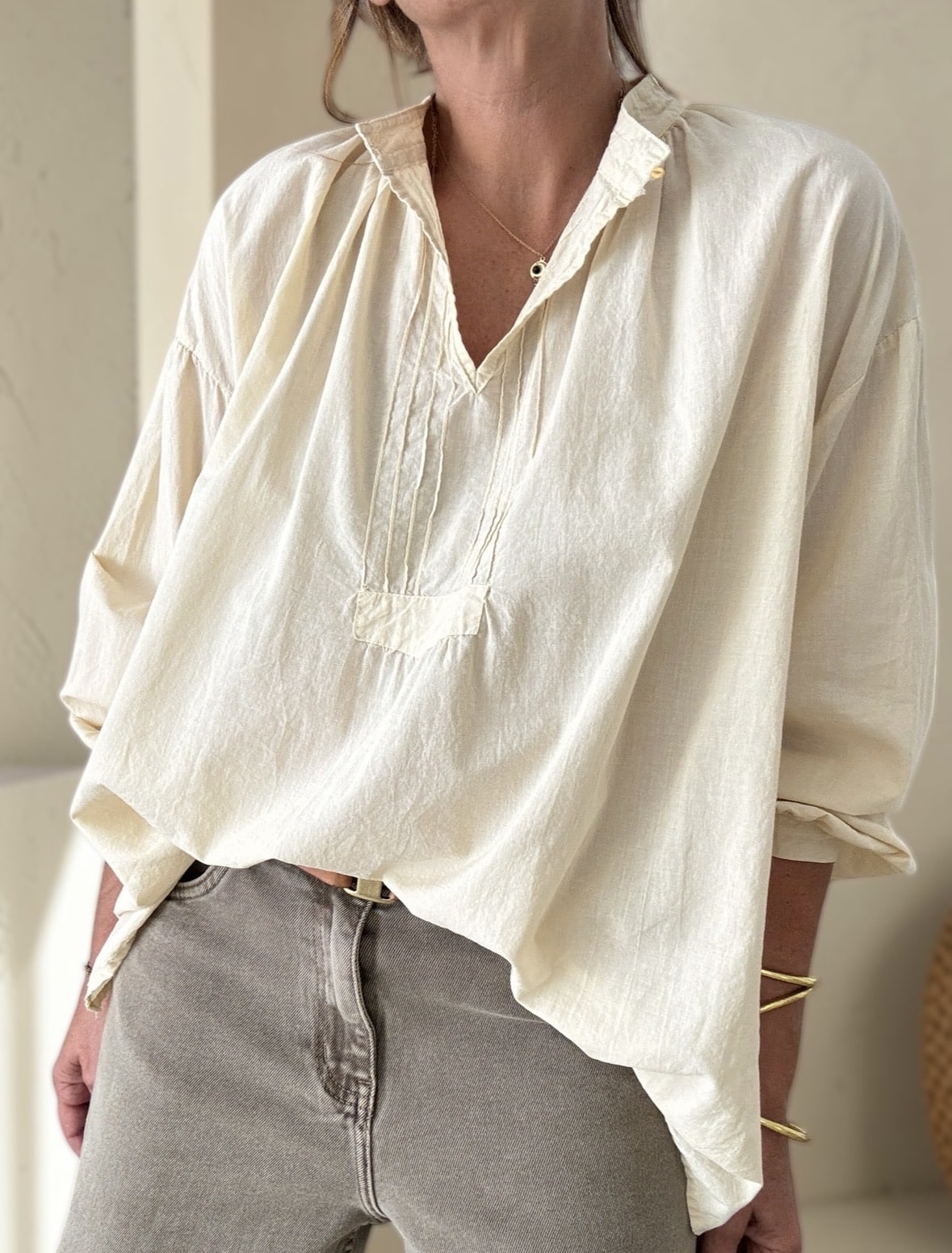 Blouse Adeline en voile de coton crème – Image 5
