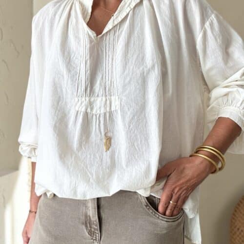 Blouse Adeline en voile de coton écru