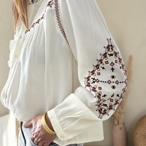 Chemise Kimia écrue et broderies