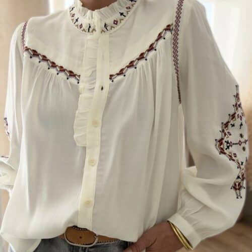 Chemise Kimia écrue et broderies