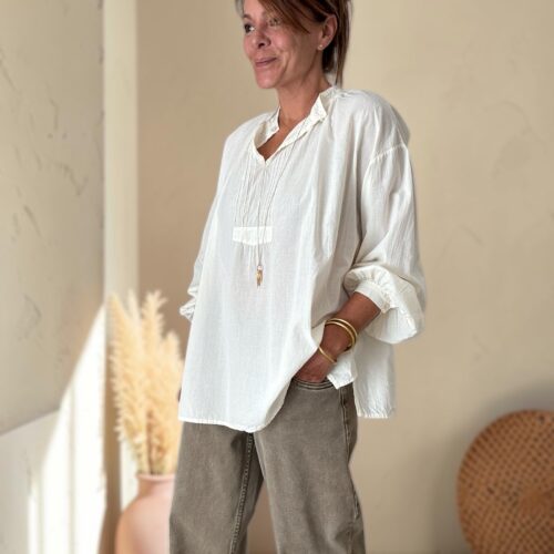 Blouse Adeline en voile de coton écru