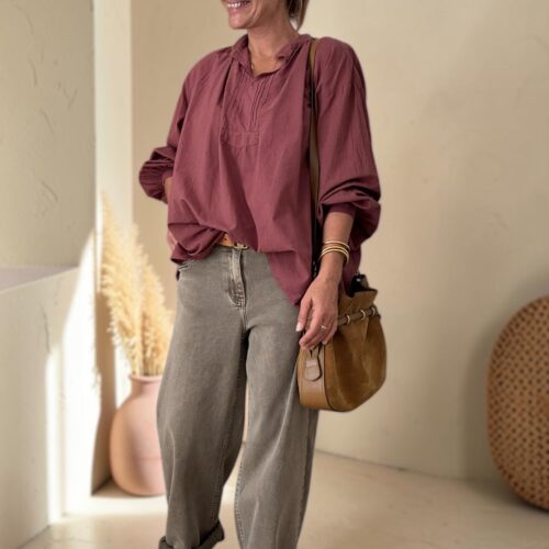 Blouse Adeline en voile de coton prune