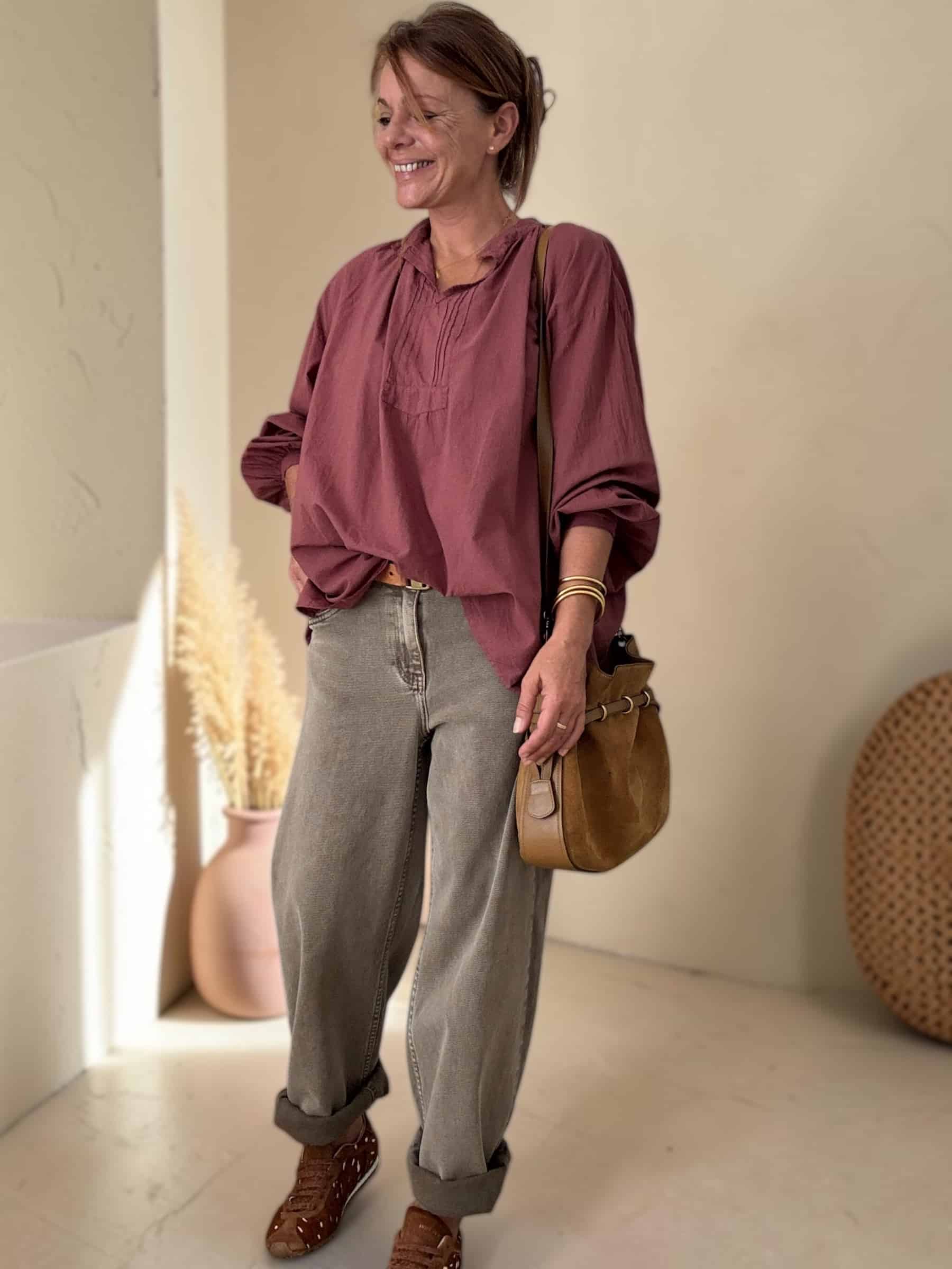 Blouse Adeline en voile de coton prune – Image 2