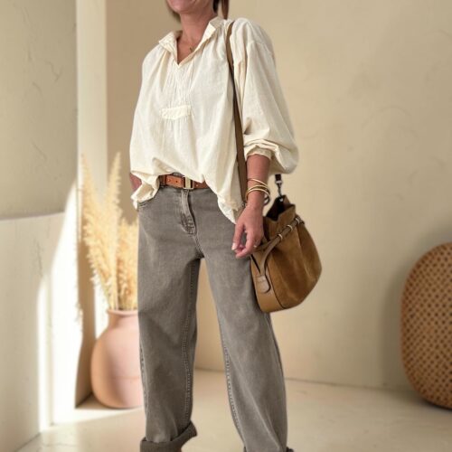 Blouse Adeline en voile de coton crème