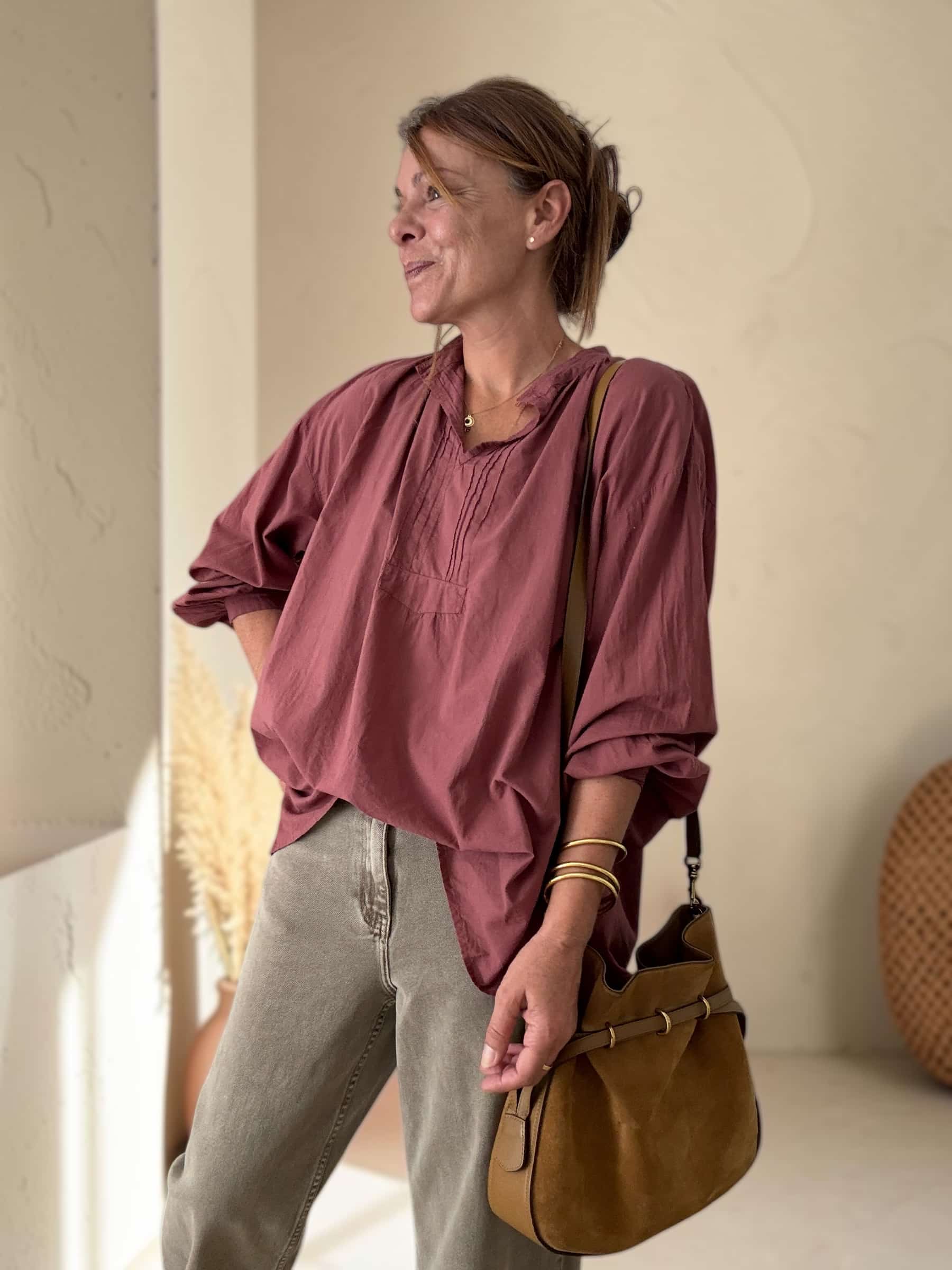 Blouse Adeline en voile de coton prune – Image 7