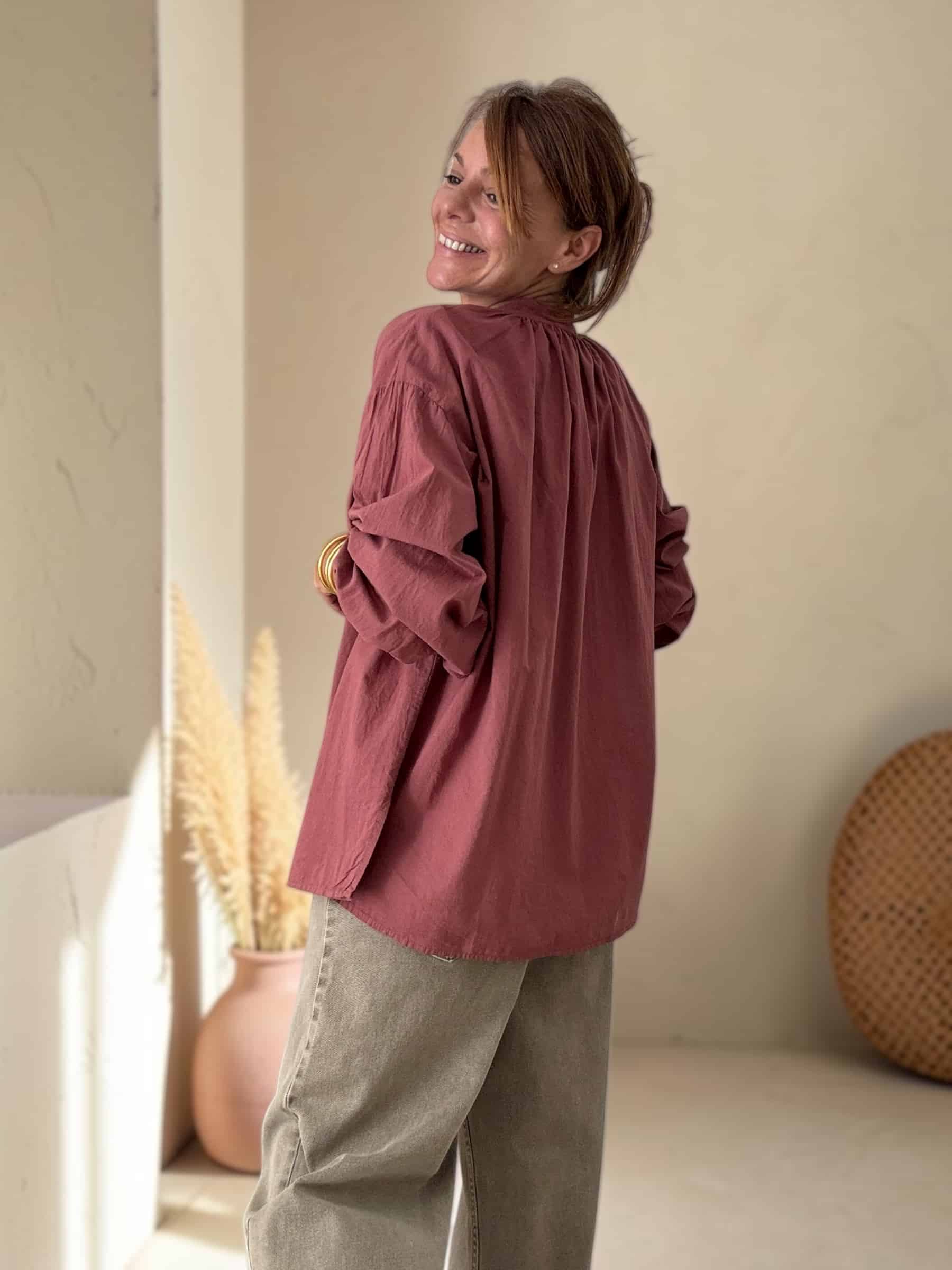 Blouse Adeline en voile de coton prune – Image 5