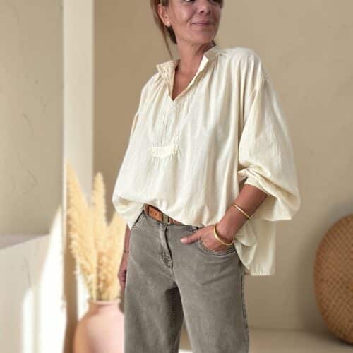 Blouse Adeline en voile de coton crème