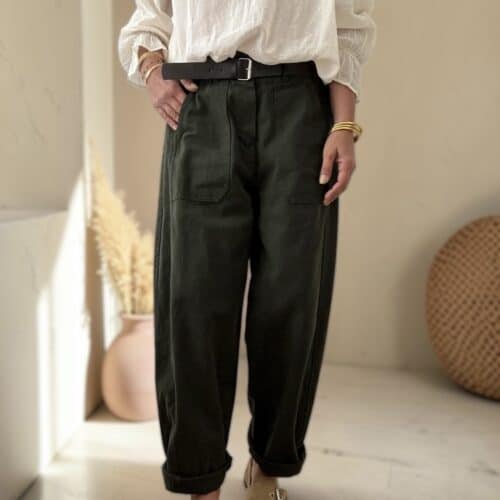 Pantalon barrel vert foncé Dany