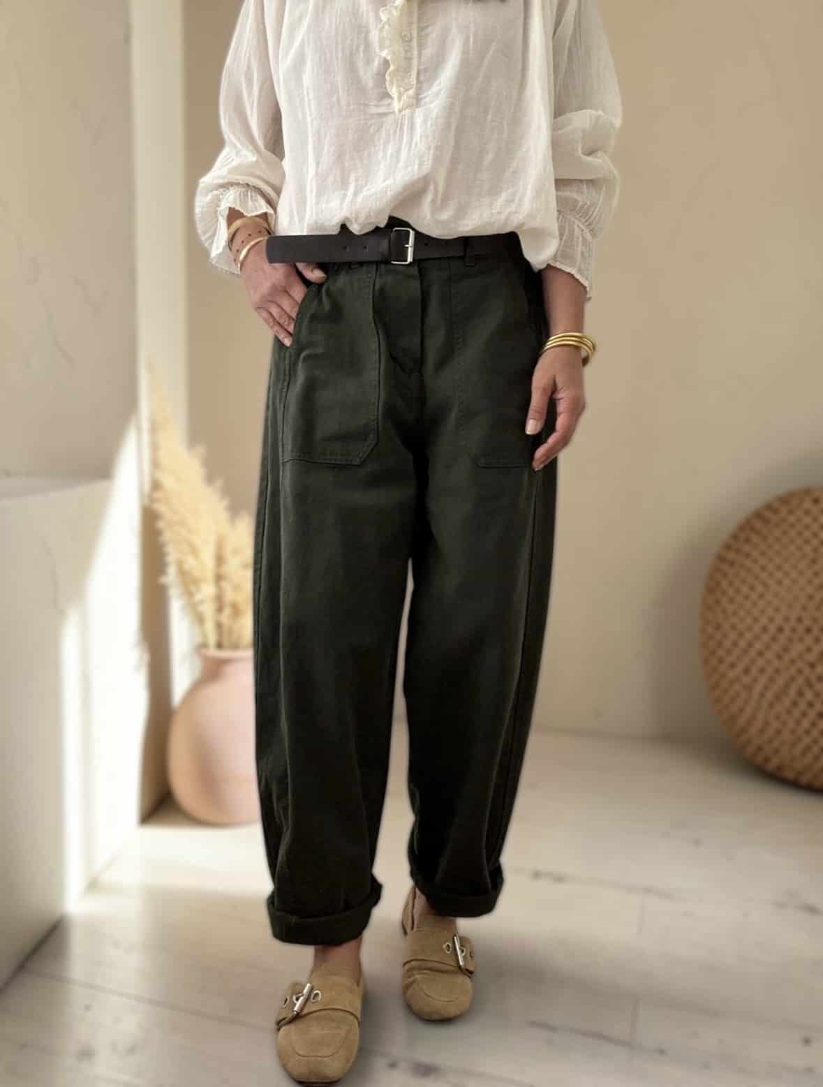 Pantalon barrel vert foncé Dany – Image 2
