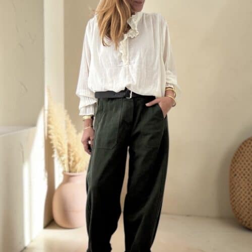 Pantalon barrel vert foncé Dany