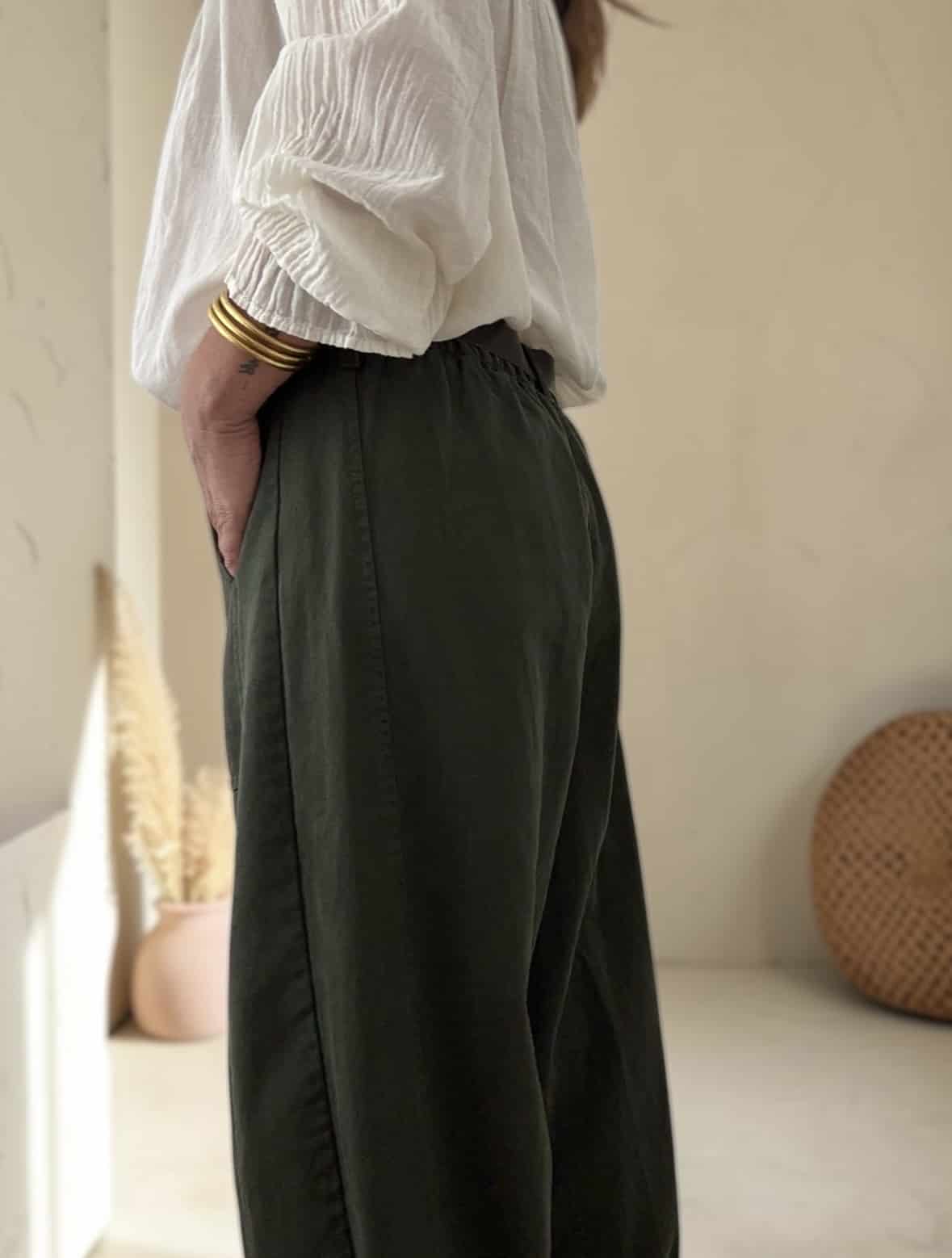Pantalon barrel vert foncé Dany – Image 4