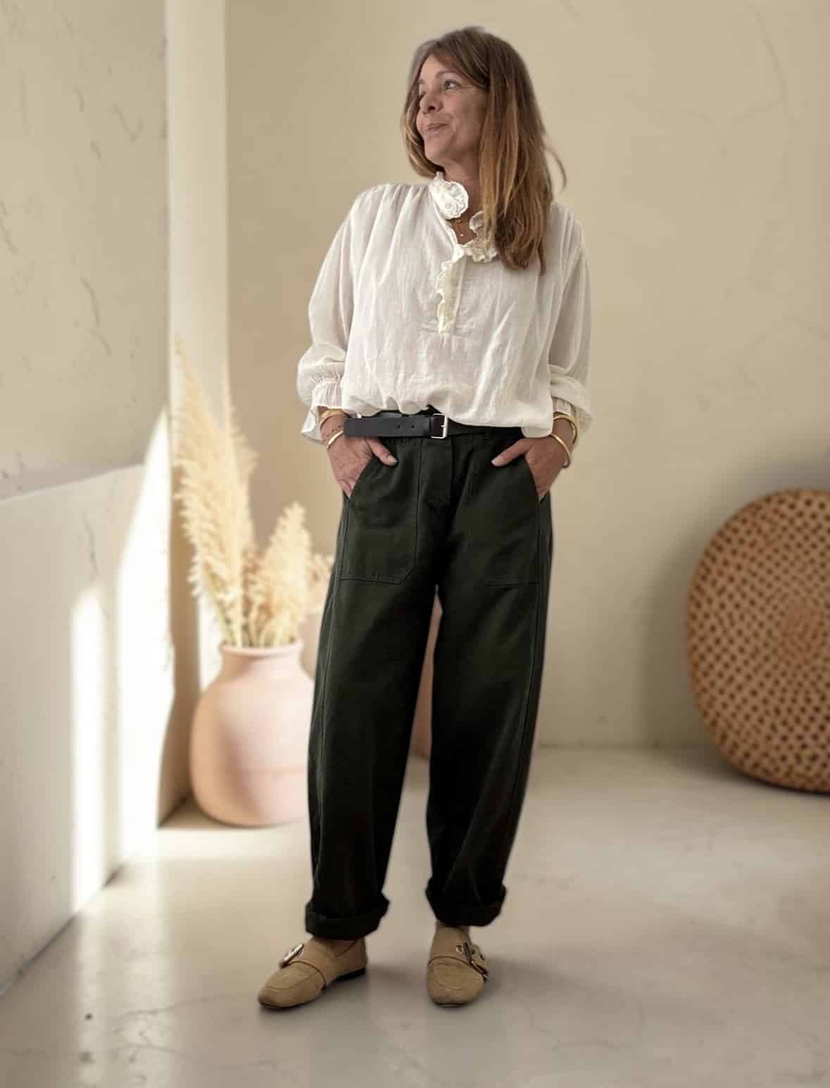 Pantalon barrel vert foncé Dany – Image 5