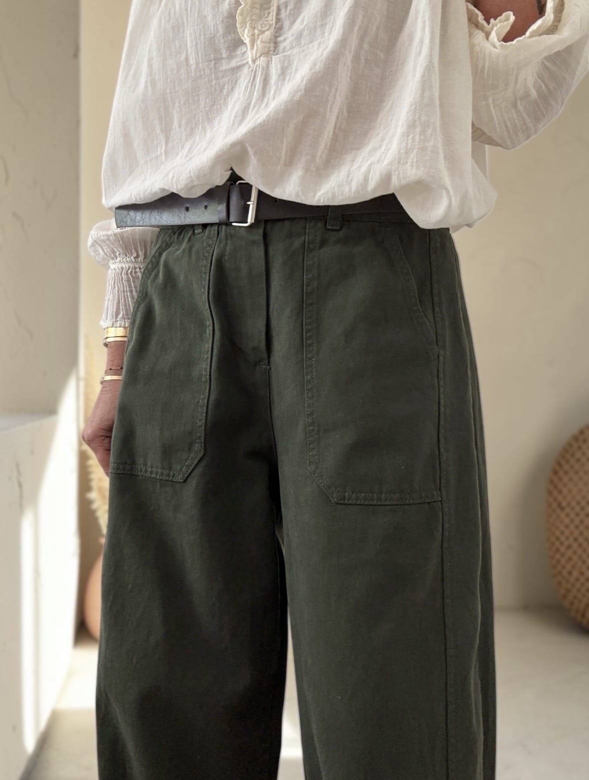 Pantalon barrel vert foncé Dany – Image 6