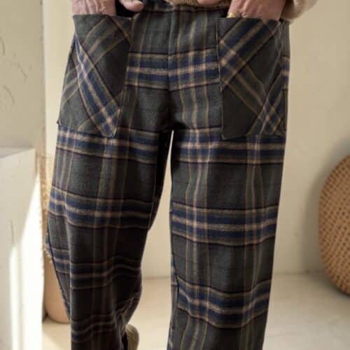 Pantalon à carreaux Alda kaki