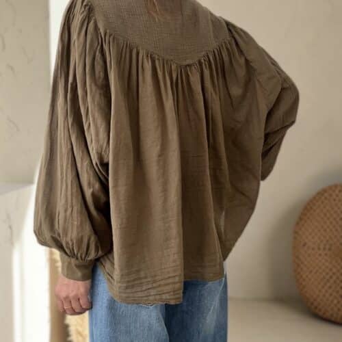 Chemise kaki Adaël en voile de coton
