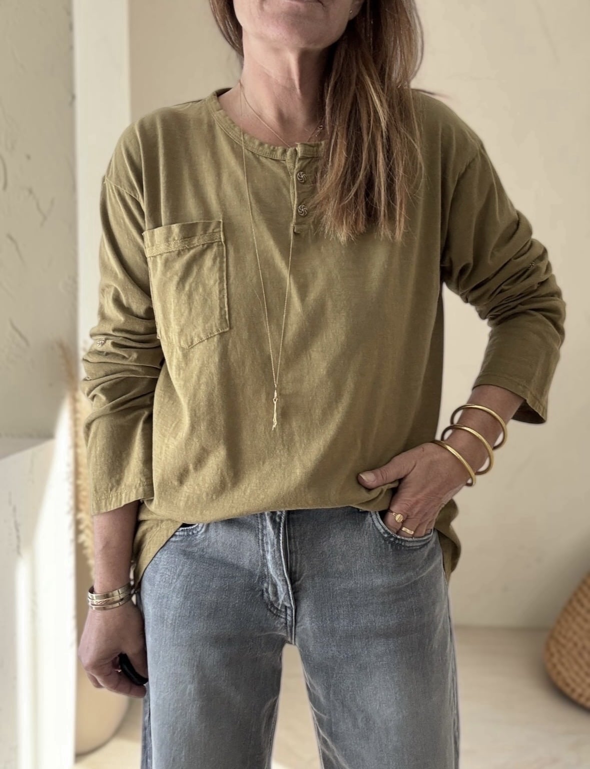 T-shirt en coton kaki,Lilo Marques