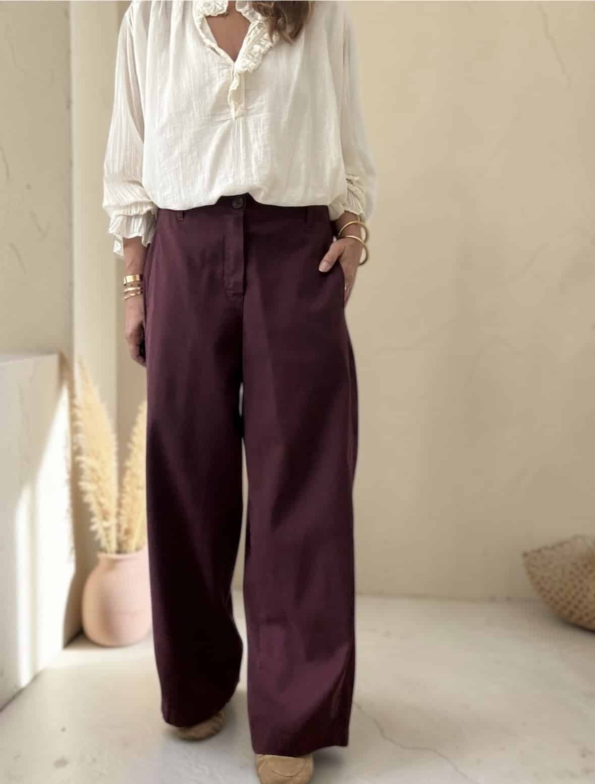 Pantalon barrel Allane aubergine – Image 5