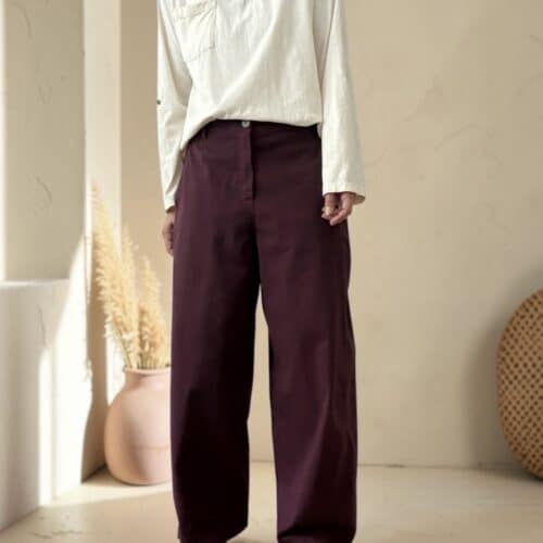 Pantalon barrel Allane aubergine