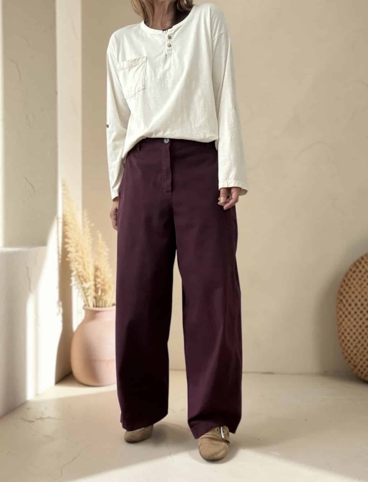 Pantalon barrel Allane aubergine – Image 2