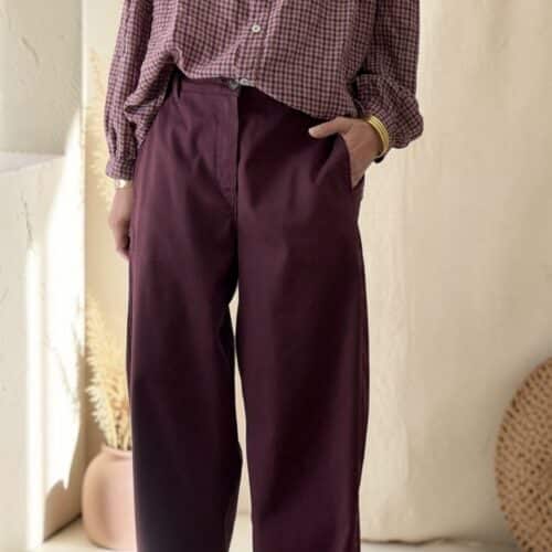 Pantalon barrel Allane aubergine