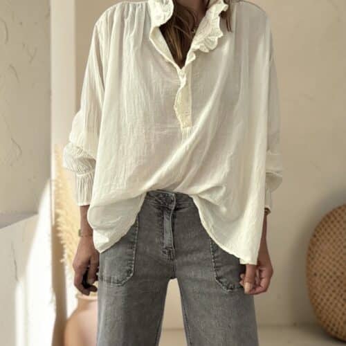 Blouse Naya en voile de coton écru