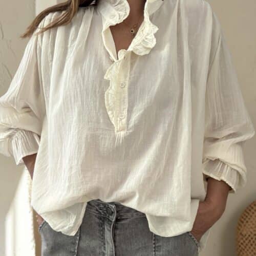Blouse Naya en voile de coton écru
