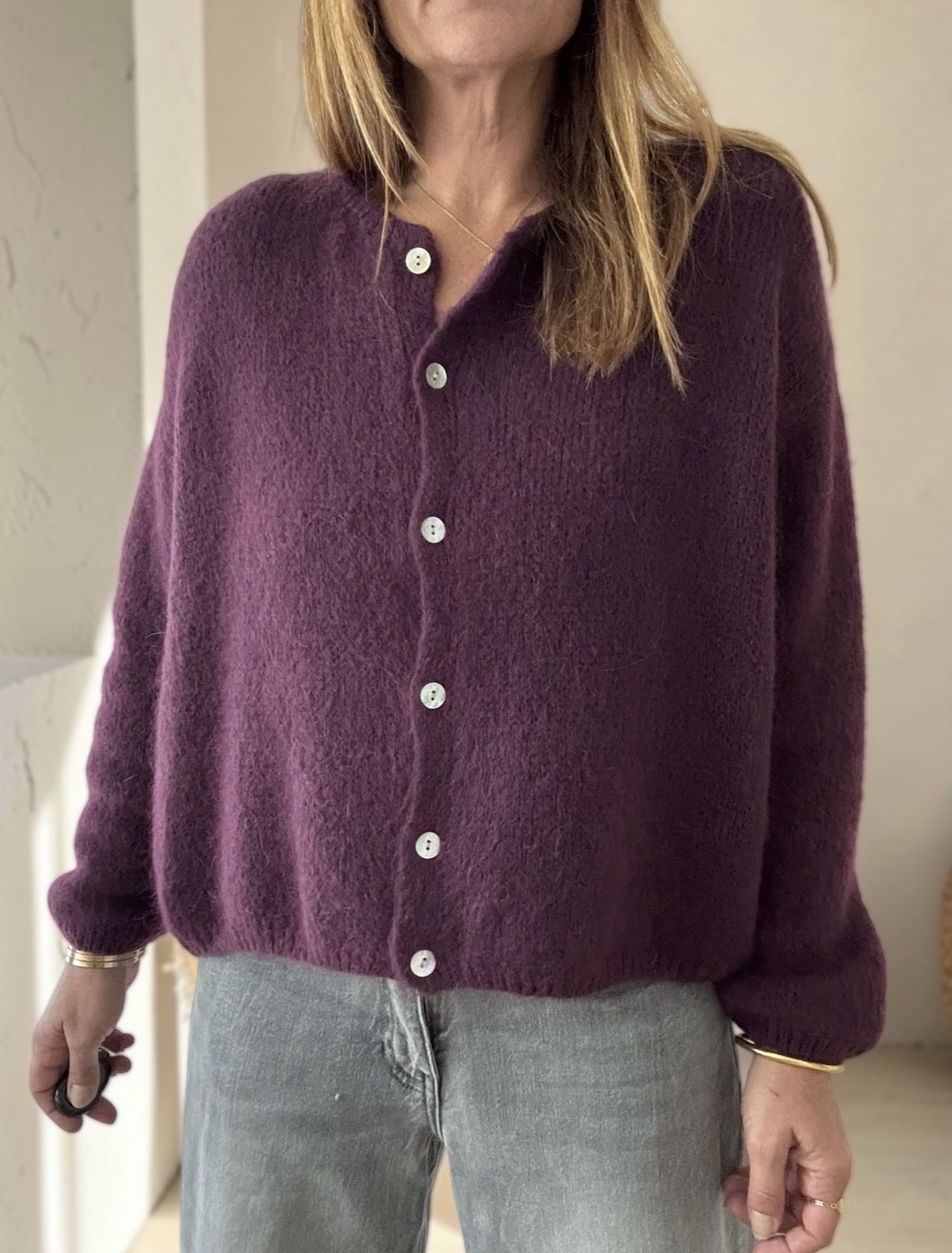 Gilet Marta aubergine en kid mohair – Image 3