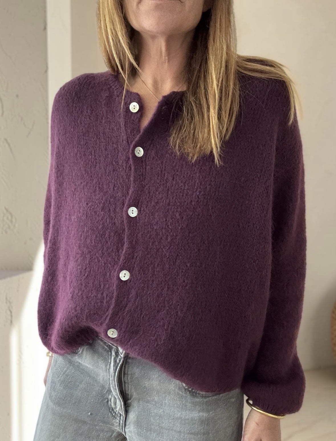 Gilet Marta en kid mohair aubergine, Les marques de Lilo