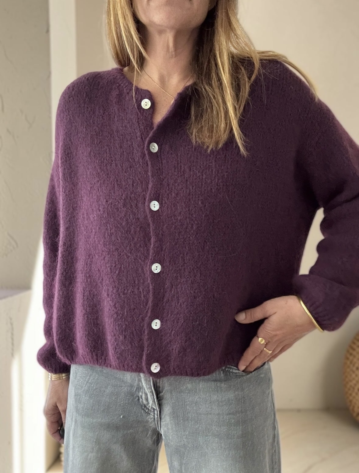 Gilet Marta aubergine en kid mohair – Image 5